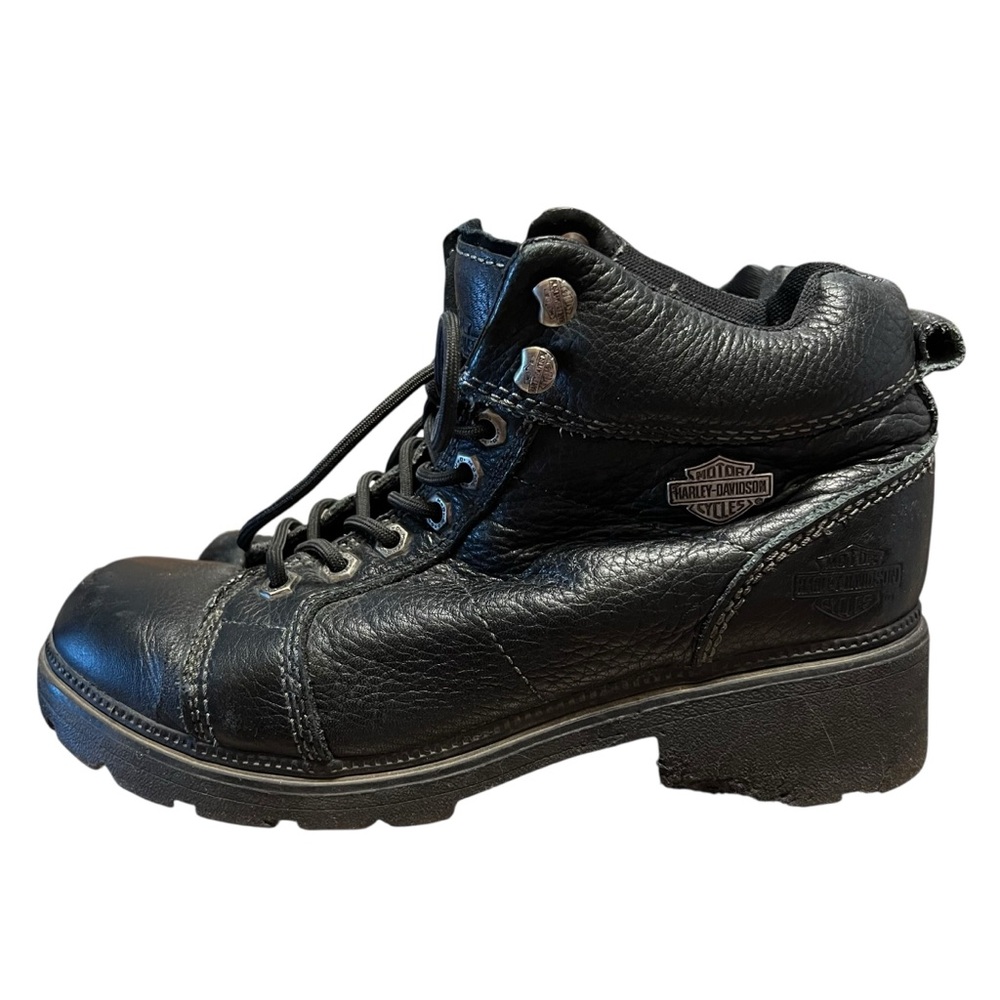 Vintage Harley Davidson Women’s Biker Moto Grunge Chunky Black Lace Up Boot Sz 9